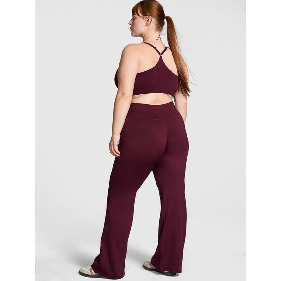 Victoria’s Secret PINK Burgundy Flare LEG Mid Rise Yoga Pant Leggings-SMALL - Picture 4 of 15